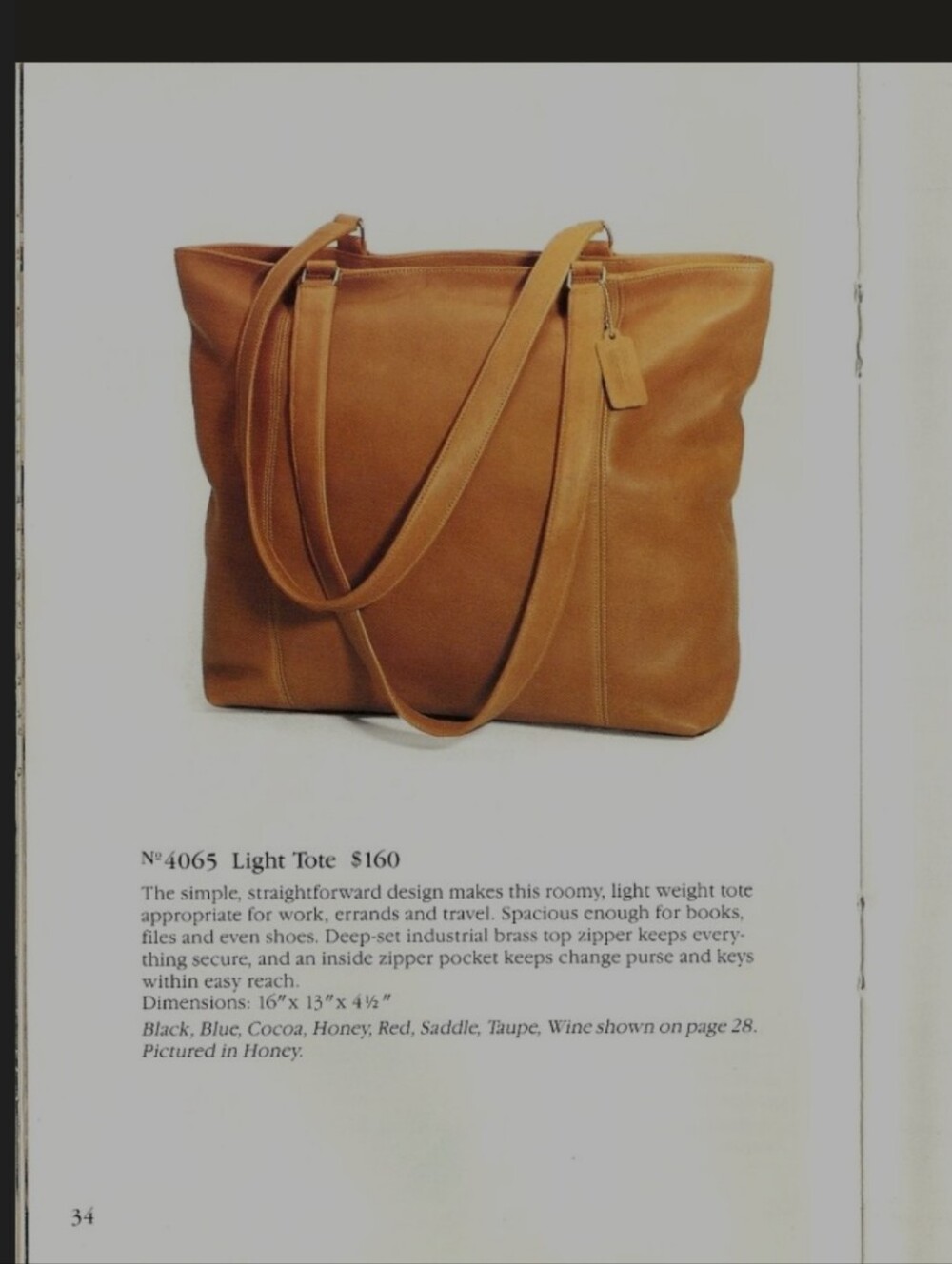 Vintage Coach 4065 Light Tote British Tan Glove Tanned Leather XL Zip Tote USA M - Picture 10 of 10